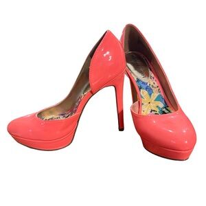 Madden Girl Neon Peach Patent Leather High Heel Shies Stiletto